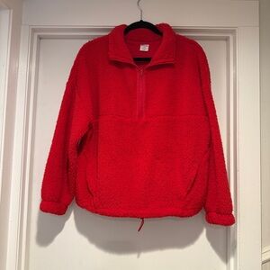 No Boundaries Red Sherpa Fleece Half-Zip Pullover — Size L
